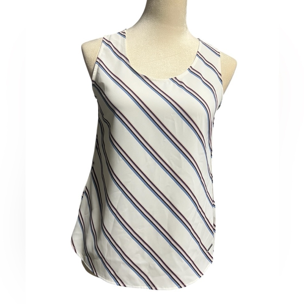 Nautica Striped Tank Top in White with Blue and Red Accents